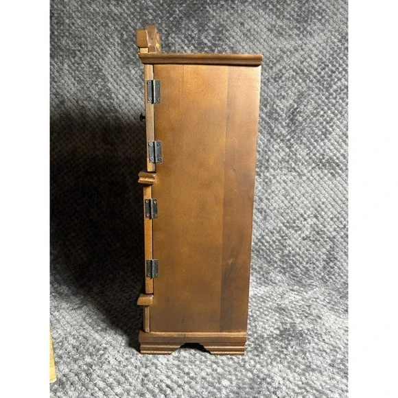Vintage Grandfather Clock Style‎ Musical Wood Jewelry Box Armoire Hellerware